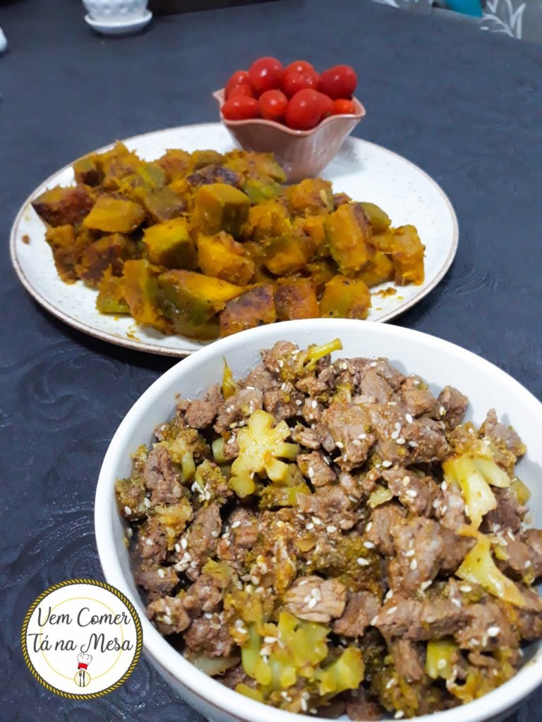 Receita Carne com gergelim e abobora